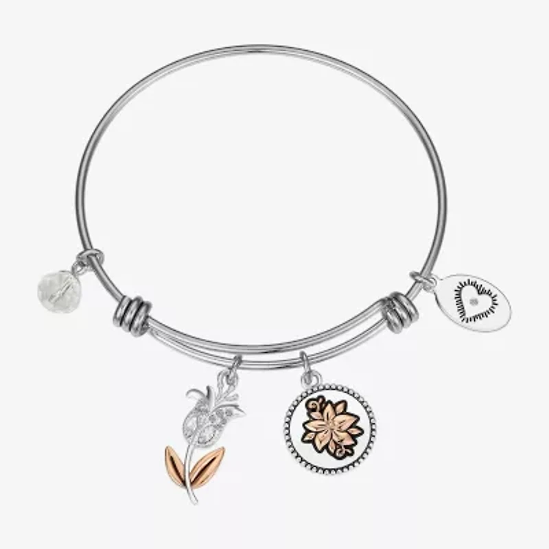 Footnotes Sisters Womens Crystal Stainless Steel Bangle Bracelet