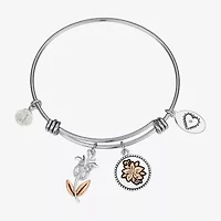 Footnotes Sisters Womens Crystal Stainless Steel Bangle Bracelet