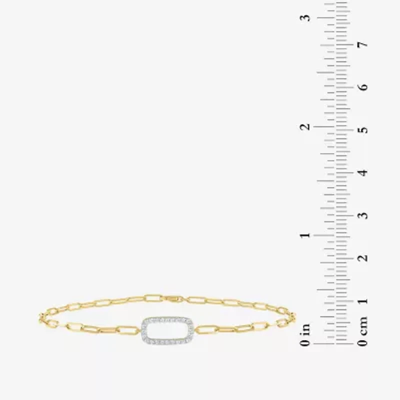 Diamond Addiction 1/10 Ct.T.W. Diamond Womens 10K Gold 8 1/2 Inch Paperclip Chain Bracelet