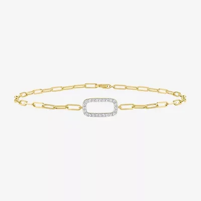 Diamond Addiction 1/10 Ct.T.W. Diamond Womens 10K Gold 8 1/2 Inch Paperclip Chain Bracelet