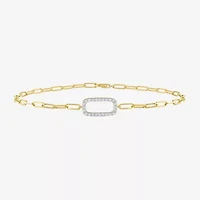 Diamond Addiction 1/10 Ct.T.W. Diamond Womens 10K Gold 8 1/2 Inch Paperclip Chain Bracelet