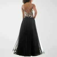 B. Smart Womens Sleeveless Embellished Embroidered Ball Gown Juniors