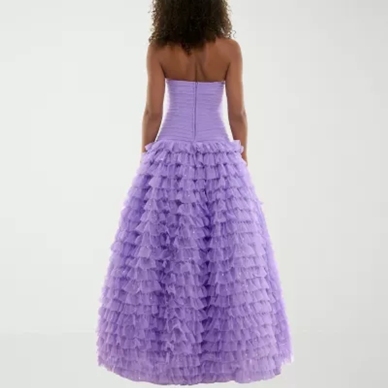 B. Smart Womens Sleeveless Embellished Sequin Ball Gown Juniors