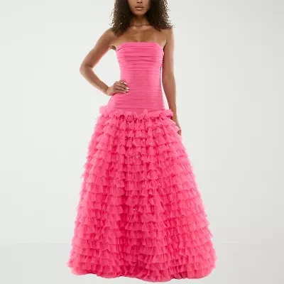 B. Smart Womens Juniors Sleeveless Embellished Sequin Ball Gown