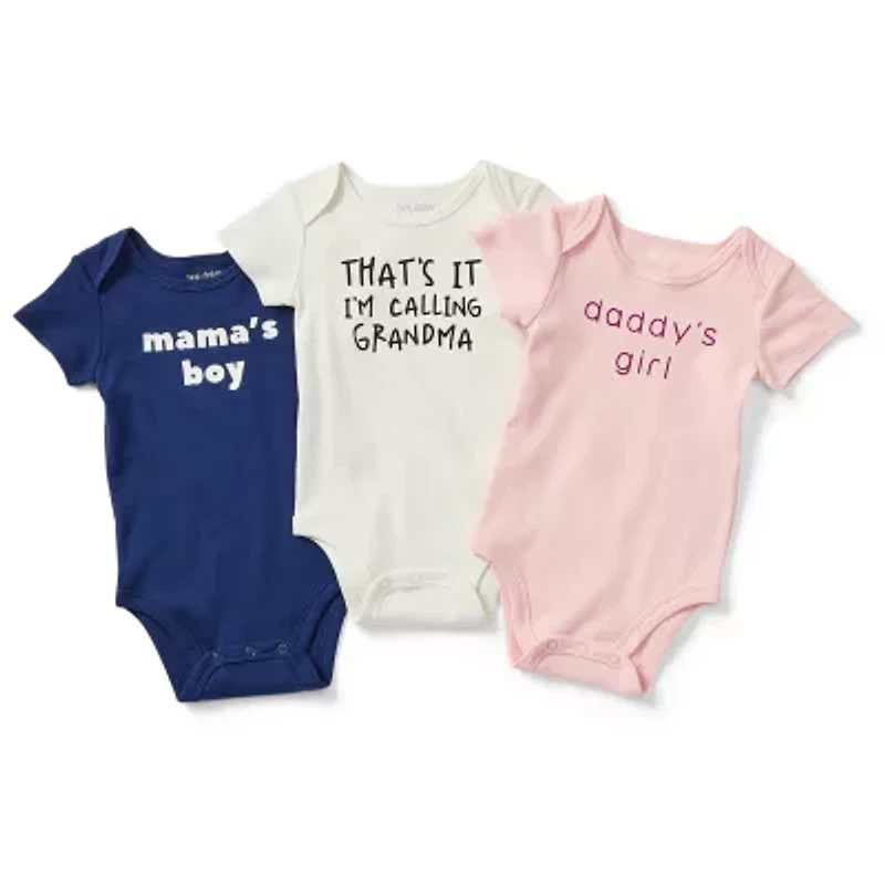 Okie Dokie Baby Girls Round Neck Short Sleeve Rib Bodysuit