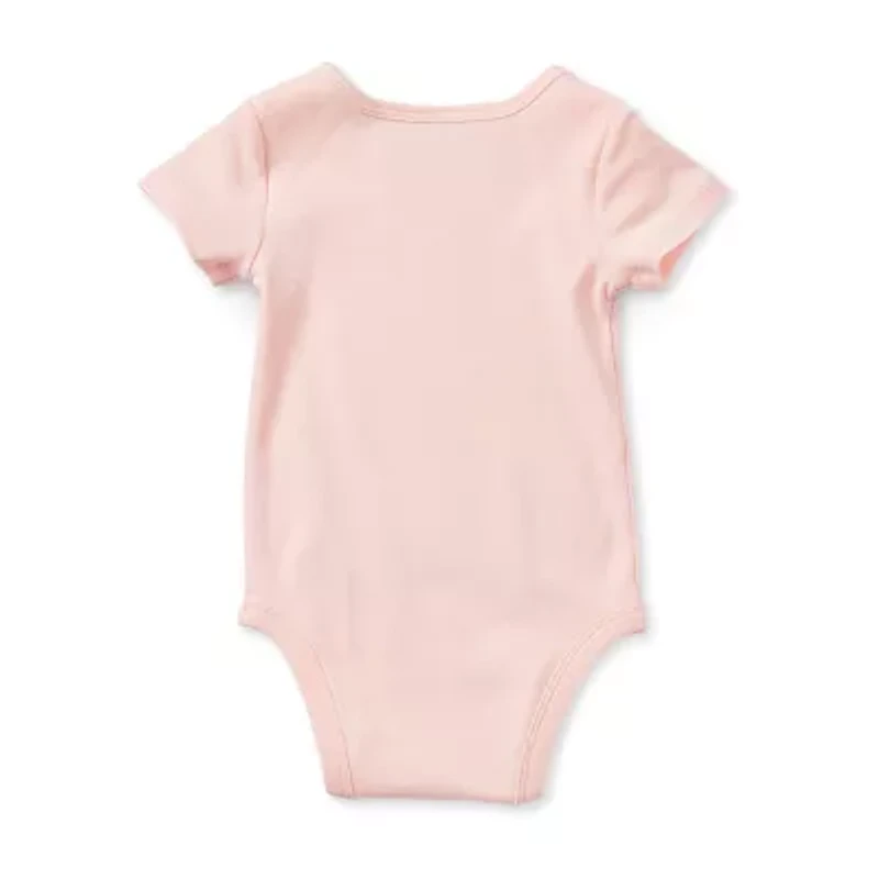 Okie Dokie Baby Girls Round Neck Short Sleeve Rib Bodysuit
