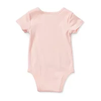Okie Dokie Baby Girls Round Neck Short Sleeve Rib Bodysuit
