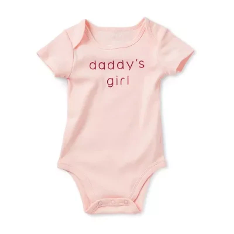 Okie Dokie Baby Girls Round Neck Short Sleeve Rib Bodysuit