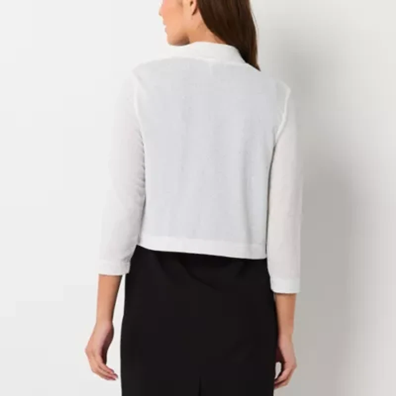 Perceptions Glitter Womens 3/4 Sleeve Shrug