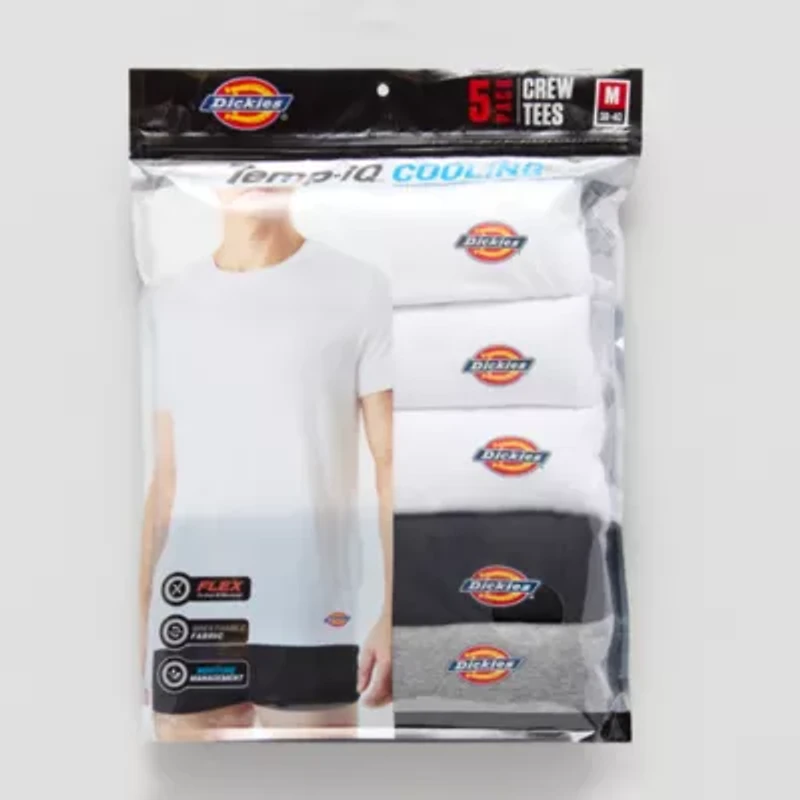 Dickies Temp-Iq Cooling Mens 5 Pack Short Sleeve Crew Neck Moisture Wicking T-Shirt