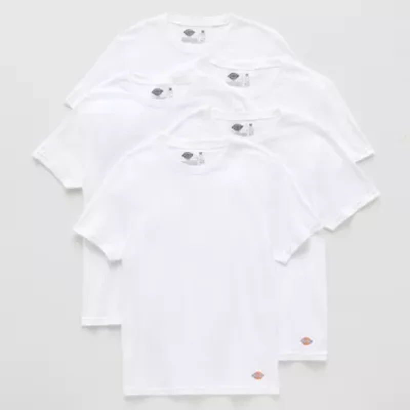 Dickies Cotton Mens 5 Pack Short Sleeve Crew Neck Moisture Wicking T-Shirt