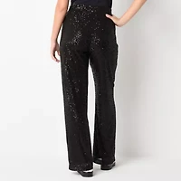 by&by Sequin Womens Wide Leg High Rise Juniors Flat Front Pant