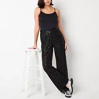 by&by Sequin Womens Wide Leg High Rise Juniors Flat Front Pant