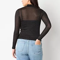 Arizona Build Cami Womens Mock Neck Long Sleeve Juniors T-Shirt