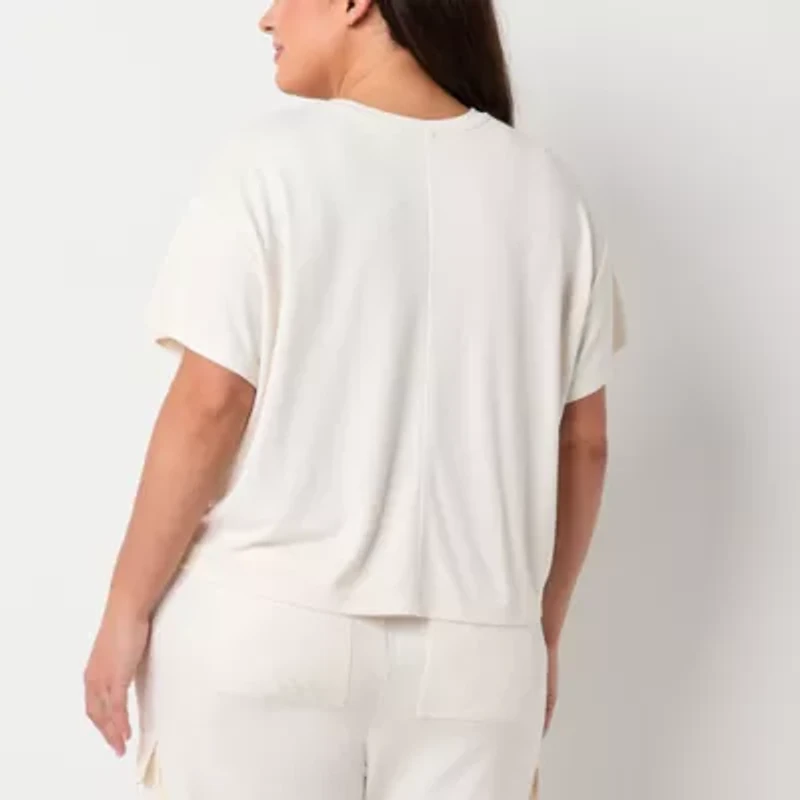 Stylus Womens Plus Crew Neck Short Sleeve T-Shirt