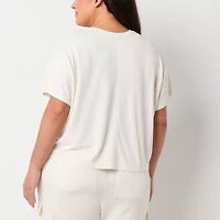 Stylus Womens Plus Crew Neck Short Sleeve T-Shirt