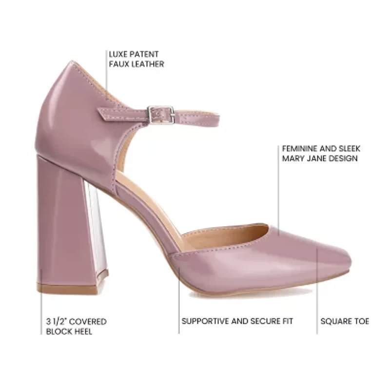 Journee Collection Hesster Womens Square Closed Toe Block Heel Pumps