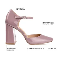 Journee Collection Hesster Womens Square Closed Toe Block Heel Pumps