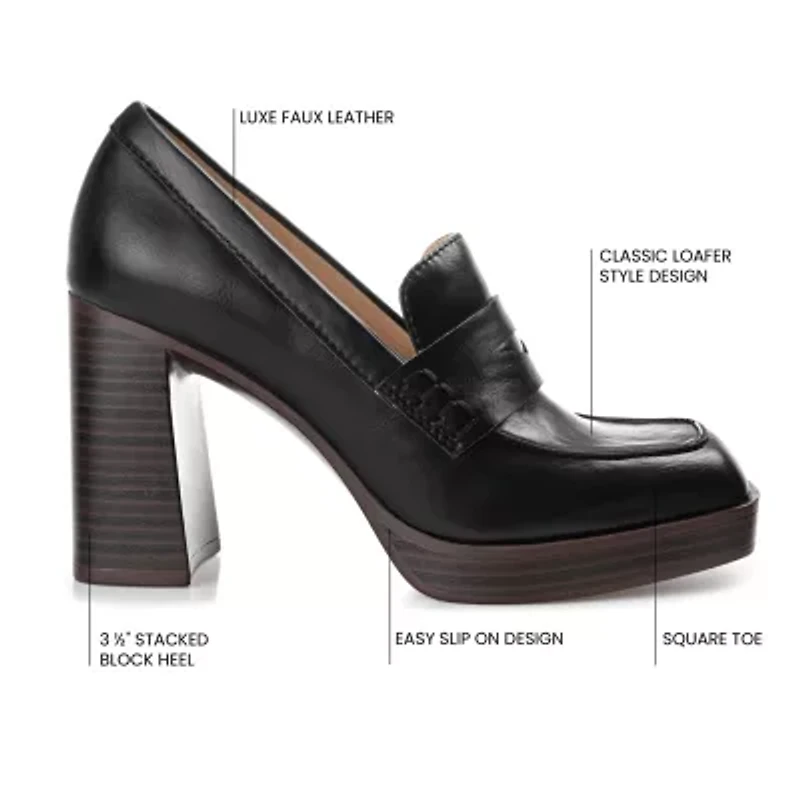 Journee Collection Ezzey-Wd Womens Square Closed Toe Stacked Heel Pumps