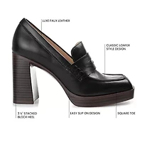 Journee Collection Ezzey-Wd Womens Square Closed Toe Stacked Heel Pumps