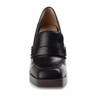 Journee Collection Ezzey-Wd Womens Square Closed Toe Stacked Heel Pumps