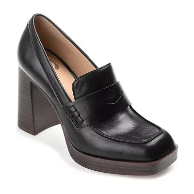 Journee Collection Ezzey-Wd Womens Square Closed Toe Stacked Heel Pumps