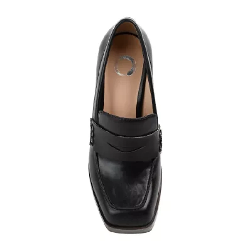 Journee Collection Ezzey-Wd Womens Square Closed Toe Stacked Heel Pumps