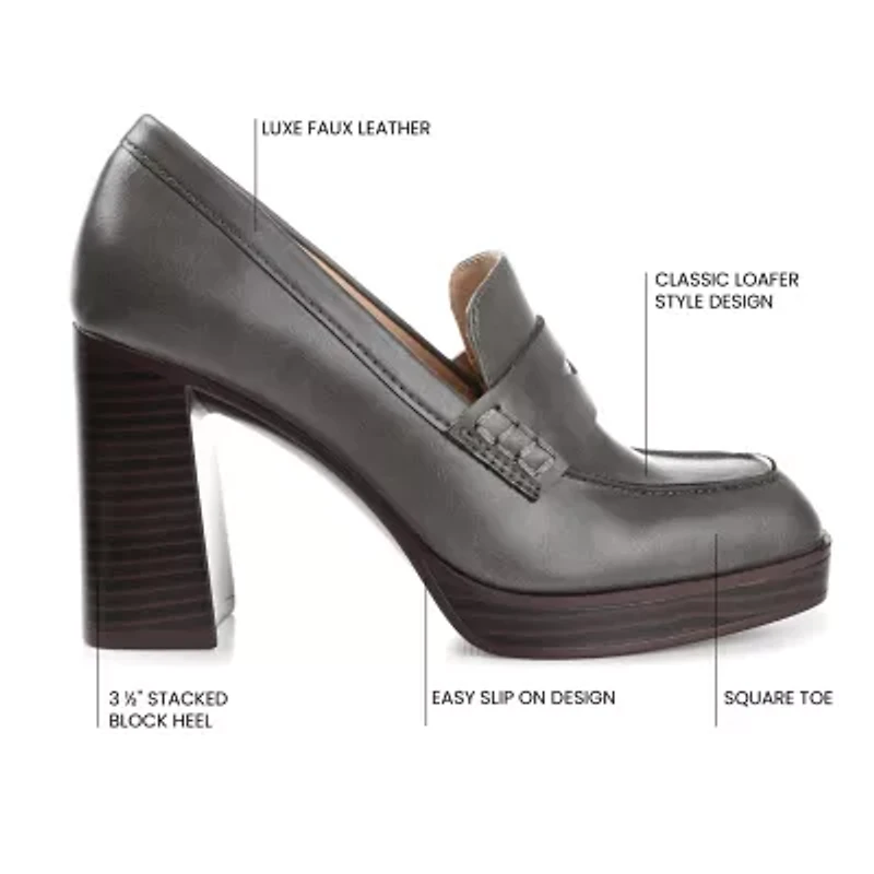 Journee Collection Ezzey-Wd Womens Square Closed Toe Stacked Heel Pumps