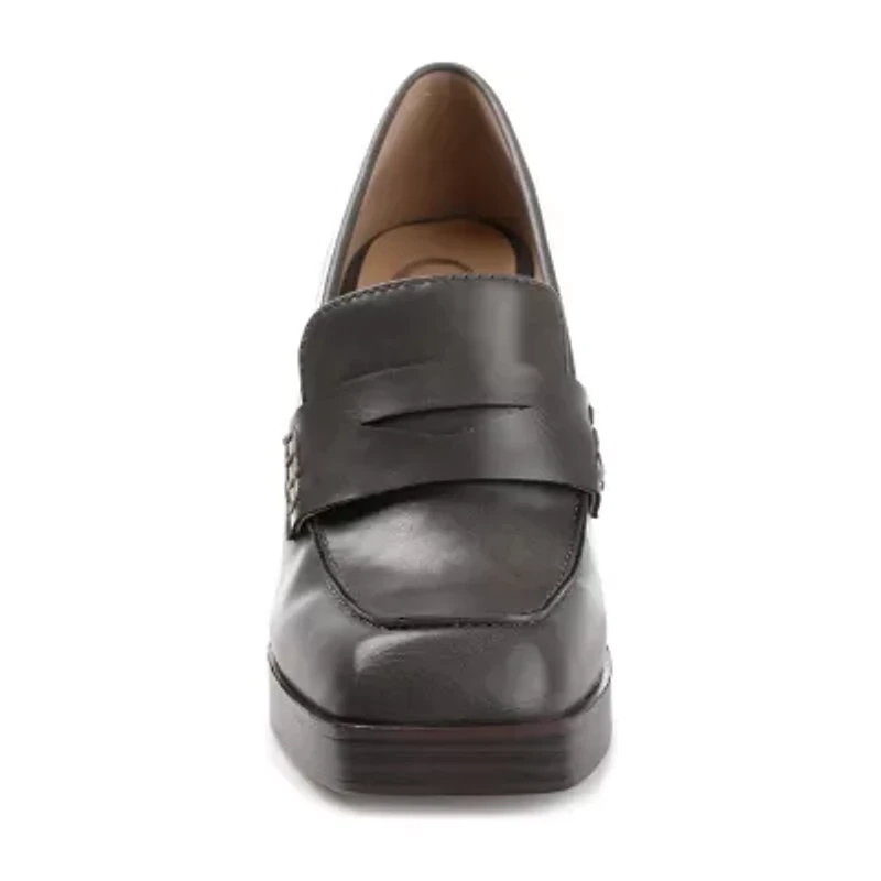 Journee Collection Ezzey-Wd Womens Square Closed Toe Stacked Heel Pumps