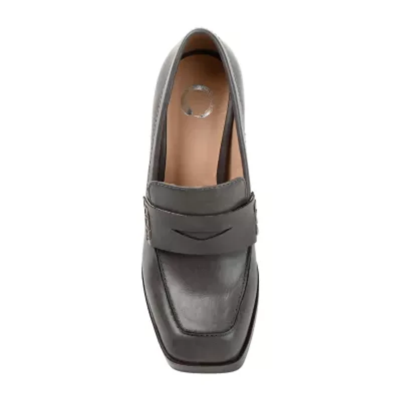 Journee Collection Ezzey-Wd Womens Square Closed Toe Stacked Heel Pumps