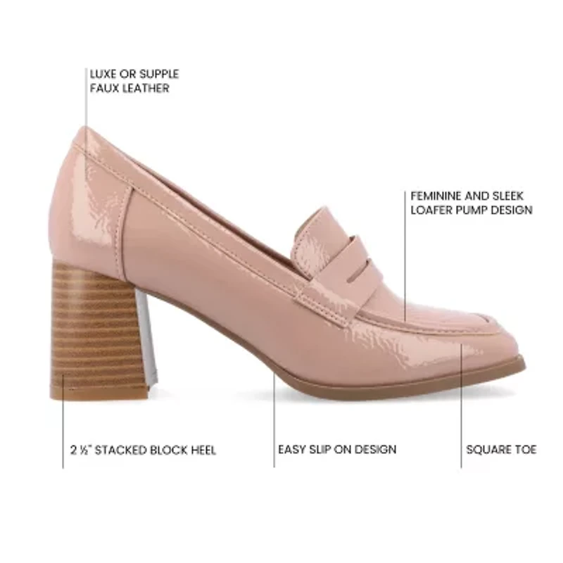 Journee Collection Malleah Womens Square Closed Toe Stacked Heel Pumps