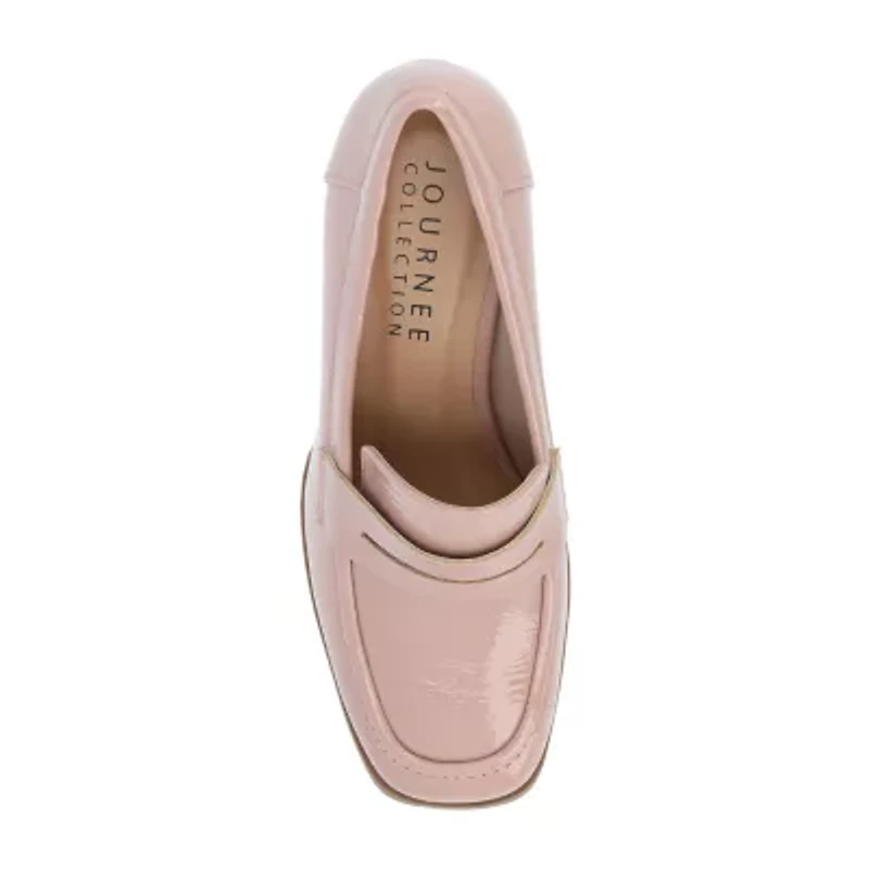 Journee Collection Malleah Womens Square Closed Toe Stacked Heel Pumps