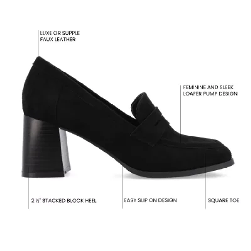 Journee Collection Malleah Womens Square Closed Toe Stacked Heel Pumps