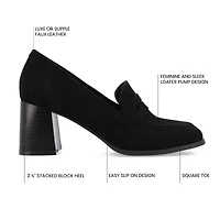 Journee Collection Malleah Womens Square Closed Toe Stacked Heel Pumps