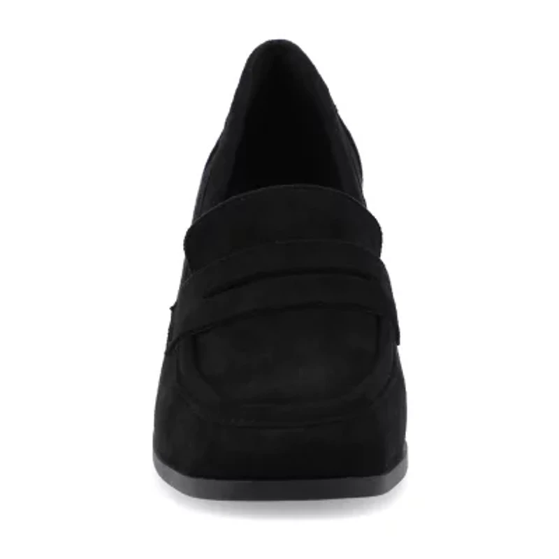 Journee Collection Malleah Womens Square Closed Toe Stacked Heel Pumps