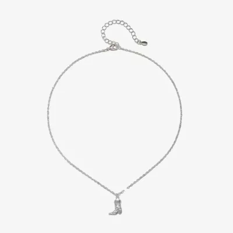 Bijoux Bar Delicates Silver Tone Boots Womens 16 Inch Pendant Necklace
