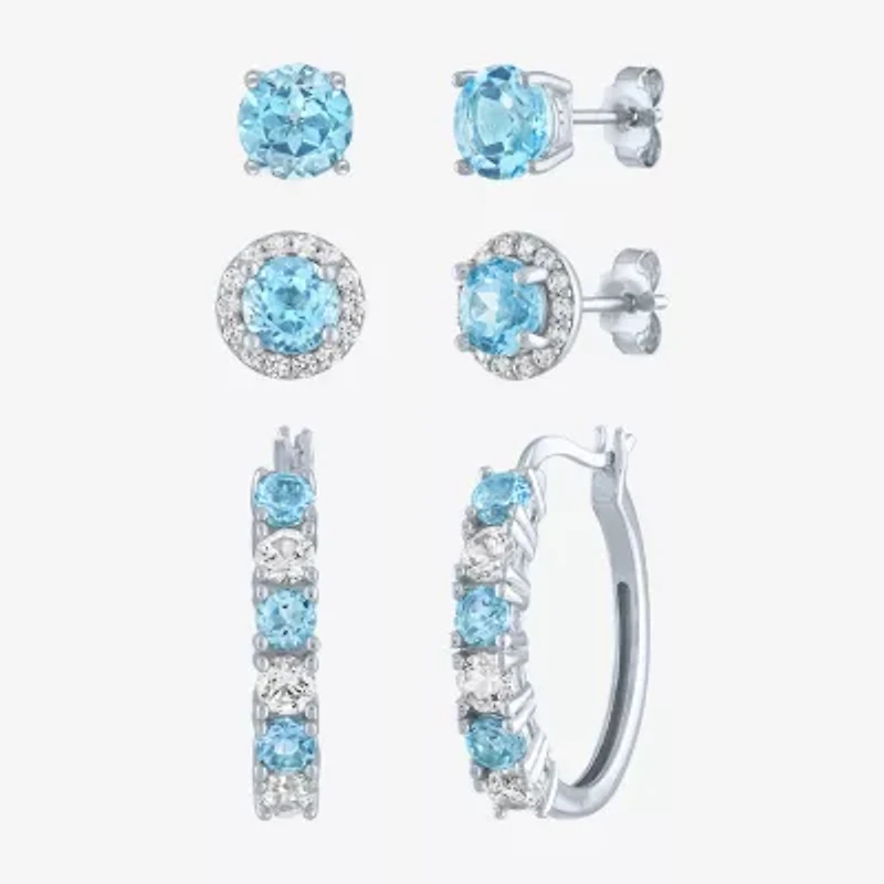 Gemstone Sterling Silver 3 Pair Jewelry Set