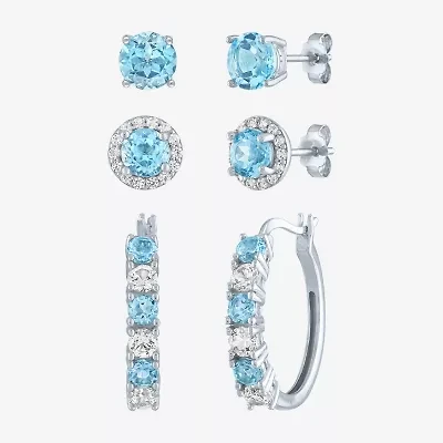 Gemstone Sterling Silver 3 Pair Jewelry Set