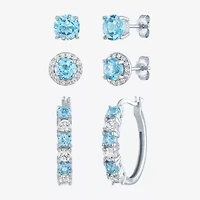 Gemstone Sterling Silver 3 Pair Jewelry Set