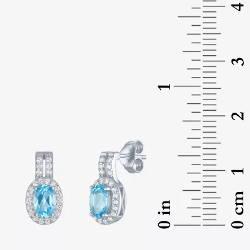 Womens Genuine Blue Topaz Sterling Silver 3-pc. Jewelry Set