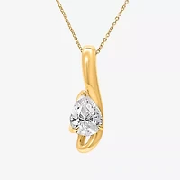 (I / I1) Womens 2 CT. Lab Grown White Diamond 10K Gold Pear 18 Inch Pendant Necklace