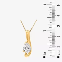 (I / I1) Womens 2 CT. Lab Grown White Diamond 10K Gold Pear 18 Inch Pendant Necklace