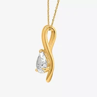 (I / I1) Womens 2 CT. Lab Grown White Diamond 10K Gold Pear 18 Inch Pendant Necklace