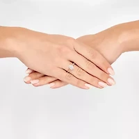 (H-I / Si1-Si2) Womens 1/2 CT. T.W. Lab Grown White Diamond 10K Gold Oval Side Stone Halo Engagement Ring