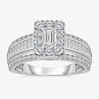 (I / I1) Womens 2 CT. T.W. Lab Grown White Diamond 10K Gold Side Stone Engagement Ring
