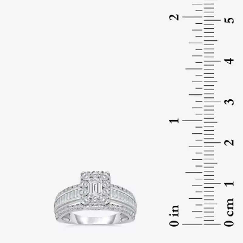 (I / I1) Womens 2 CT. T.W. Lab Grown White Diamond 10K Gold Side Stone Engagement Ring