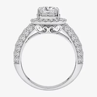 (I / I1) Womens 2 CT. T.W. Lab Grown White Diamond 10K Gold Round Side Stone Engagement Ring