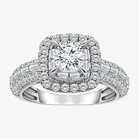 (I / I1) Womens 2 CT. T.W. Lab Grown White Diamond 10K Gold Round Side Stone Engagement Ring