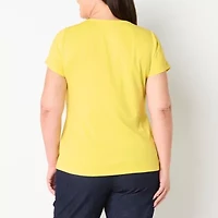 St. John's Bay Womens Crew Neck Short Sleeve Plus T-Shirt