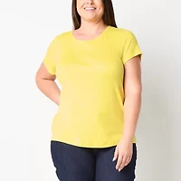 St. John's Bay Womens Crew Neck Short Sleeve Plus T-Shirt